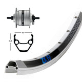 Rueda Delantera Exal ZX19 Eje Macizo Buje Dinamo Shimano DHC300 Plata